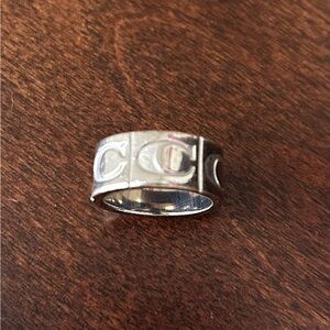 Coach Silver Band Ring with Embossed Logo